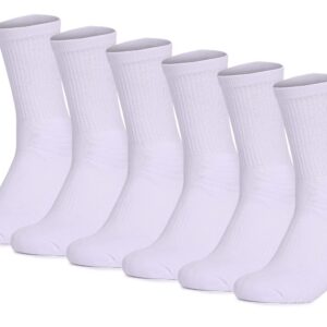 Fitliva Mid Calf Socks Socks Women Men Size 13-15 Steel Toe Boots Socks Ankle Protection 6 Pairs White