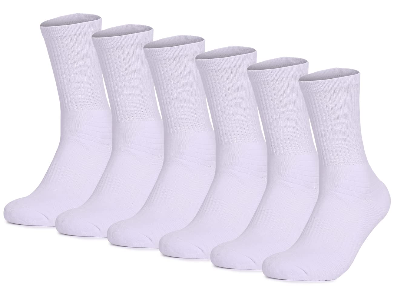 Fitliva Mid Calf Socks Socks Women Men Size 13-15 Steel Toe Boots Socks Ankle Protection 6 Pairs White