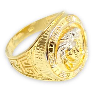 19 MM WIDE TWO TONE ROUND GREEK BEAUTY LADY MEDUSA RING REAL 10K YELLOW GOLD SG4533