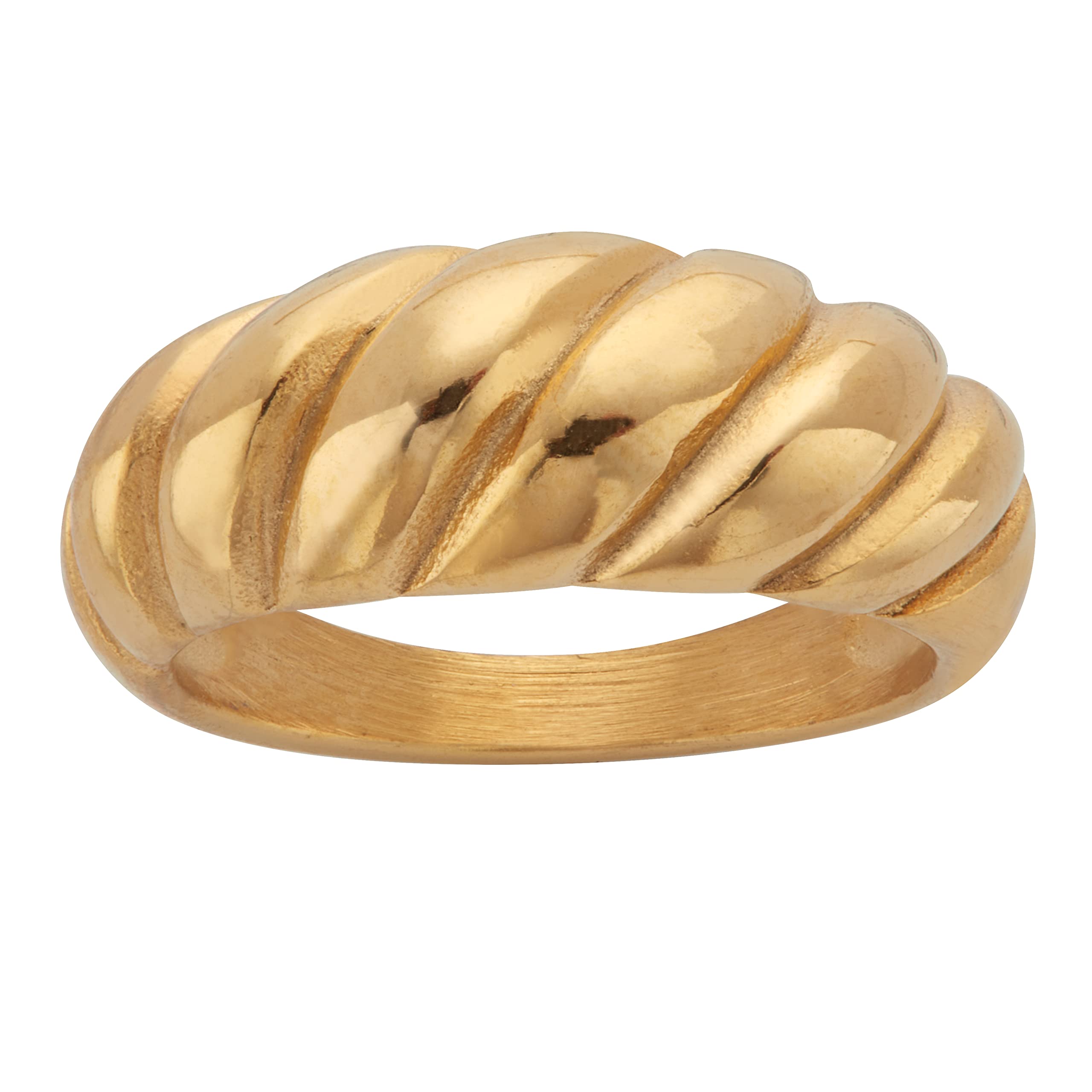 PalmBeach Yellow Gold Ion-Plated Stainless Steel Shrimp Style Ring (2.75mm) Sizes 6-10 Size 9