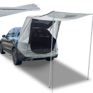 Poles Included Tailgate Shade Awning Tent for Car Camping Road Trip Essentials Small to Midsize SUV Waterproof 3000MM UPF 50+Grey (Large)