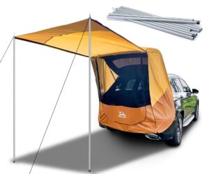 poles included tailgate shade awning tent for car camping road trip essentials small to midsize suv waterproof 3000mm upf 50+ yellow (small)