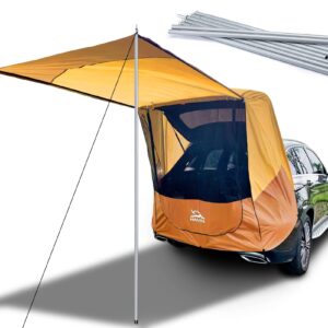 Poles Included Tailgate Shade Awning Tent for Car Camping Road Trip Essentials Small to Midsize SUV Waterproof 3000MM UPF 50+ Yellow (Small)