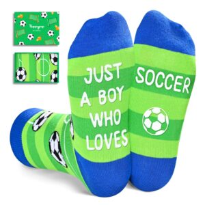 happypop 7th 8th 9th birthday gift ideas for boys - kids novelty socks, soccer gifts for kids boys, gifts for soccer lover, kids soccer socks