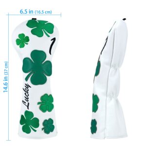 CRAFTSMAN GOLF Green Lucky Clover White Driver Headcover Cover (Driver Cover)