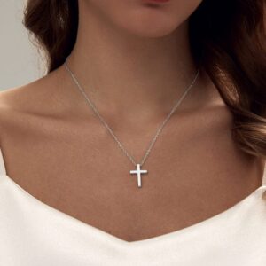 Zeffy Cross Necklace for Women 18k Silver Plated Tiny Cross Pendant Necklace for Women Simple Layered Cross Necklaces for Women