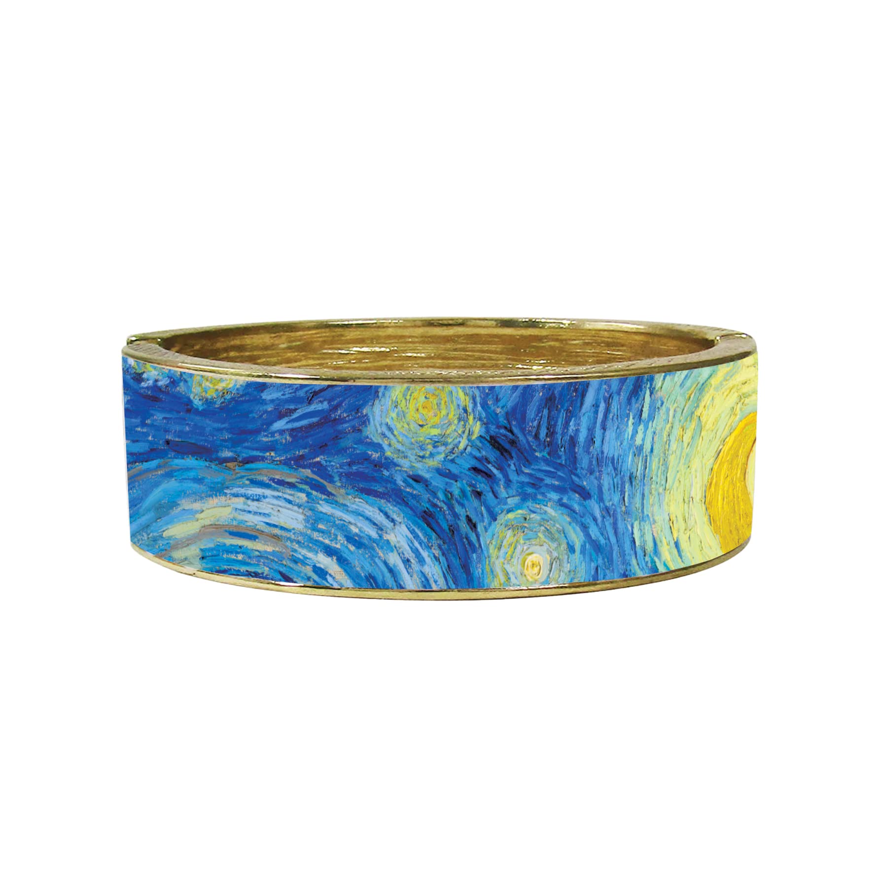 RainCaper Fine Art Hinged Cuff Bangle Bracelet for Women | One size fits most, Durable Glossy Finish | van Gogh Starry Night Sky