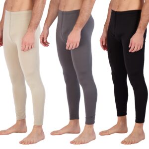 3 Pack:Mens Thermal Underwear Base Layer Fleece Lined Fly Long Johns Bottom Pants Warm Long Johns Compression Underpants cold tights leg warm termicos hombre Leggings Training Tights Snow- Set 8, XXL