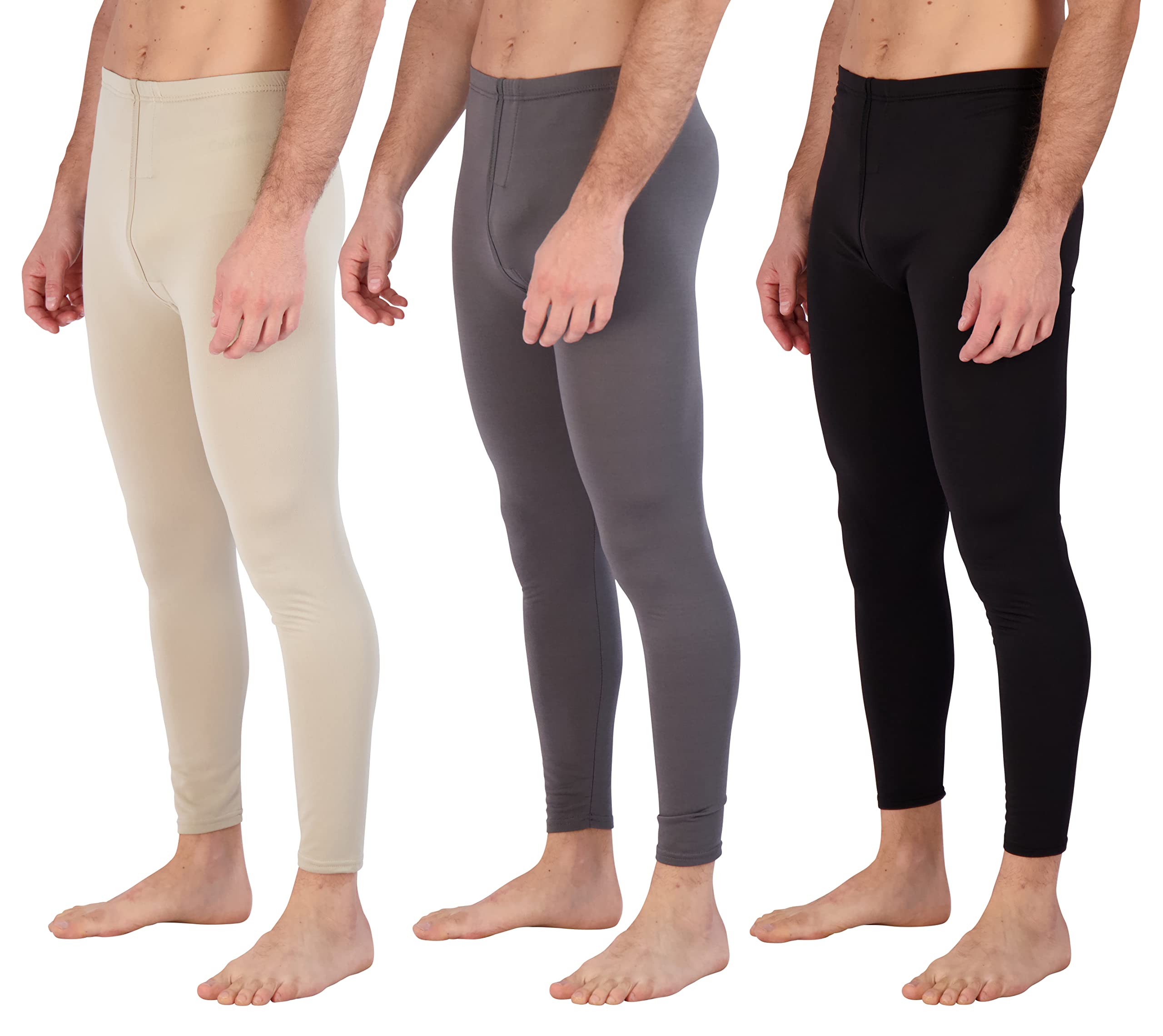 3 Pack:Mens Thermal Underwear Base Layer Fleece Lined Fly Long Johns Bottom Pants Warm Long Johns Compression Underpants cold tights leg warm termicos hombre Leggings Training Tights Snow- Set 8, XXL