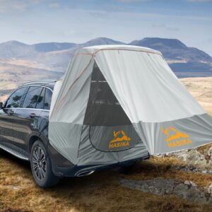 Poles Included Tailgate Shade Awning Tent for Car Camping Road Trip Essentials Small to Midsize SUV Waterproof 3000MM UPF 50+Grey (Large)