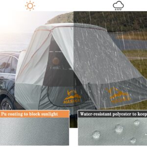 Poles Included Tailgate Shade Awning Tent for Car Camping Road Trip Essentials Small to Midsize SUV Waterproof 3000MM UPF 50+Grey (Large)