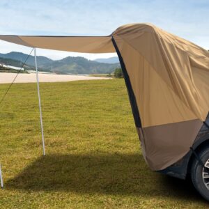 Poles Included Tailgate Shade Awning Tent for Car Camping Road Trip Essentials Small to Midsize SUV Waterproof 3000MM UPF 50+ Yellow (Small)