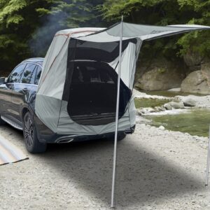 Poles Included Tailgate Shade Awning Tent for Car Camping Road Trip Essentials Small to Midsize SUV Waterproof 3000MM UPF 50+Grey (Large)