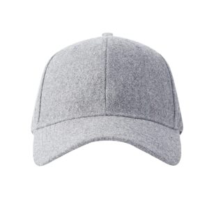 Woolen Baseball Cap Hat Soft-Structured Winter Ball Cap Adjustable Warm Hat Winter Cold Resistant Hat (Light Gray)