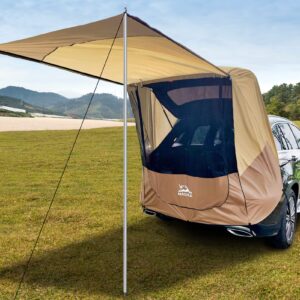 Poles Included Tailgate Shade Awning Tent for Car Camping Road Trip Essentials Small to Midsize SUV Waterproof 3000MM UPF 50+ Yellow (Small)