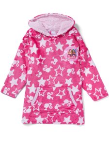 barbie girls blanket hoodie oversized fleece ultra soft and cosy pink one size