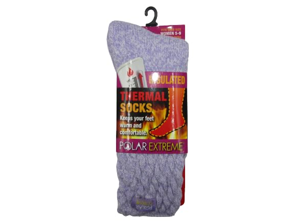 Polar Extreme Thermal Extra Heavy Acrylic Winter Marled Knit Top Socks Matching 2-Pack Random