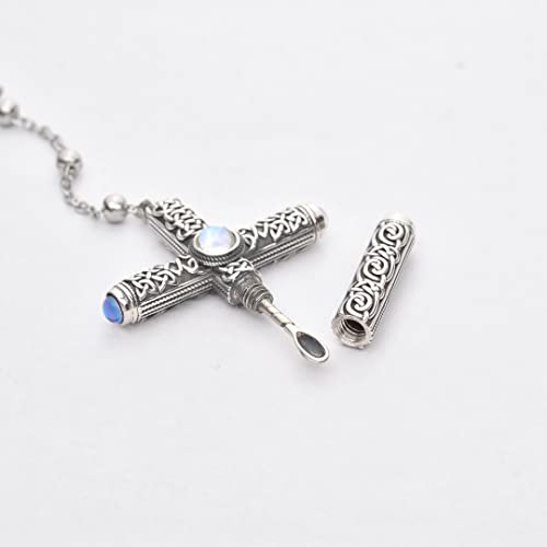 Sterling Silver .925 Solid Cruel Intention Cross Necklace Urn With Spoon