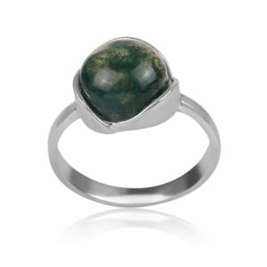 dhruvansh creations 925 sterling silver round 10 mm moss agate gemstone ring personalized promise ring abstract ring for women (5)