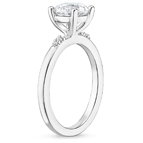 10K Solid White Gold Handmade Engagement Ring 1.0 CT Emerald Cut Moissanite Diamond Solitaire Wedding/Bridal Ring Set for Women/Her Propose Ring (4.5)