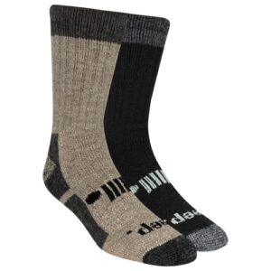 Jeep Men's Performance Wool Hiking Crew Socks-2 Pair Pack-Heavyweight Cushioned Comfort, Brown, 8-12