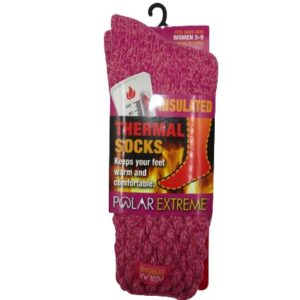 Polar Extreme Thermal Extra Heavy Acrylic Winter Marled Knit Top Socks Matching 2-Pack Random