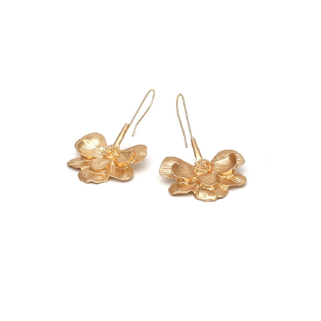 Flower Statement Earrings for Women, Flower Petal Earrings for Woemns, Gold Flower Floral Dangle Earrings Hypoallergenic, Cute Flower Earrings Studs, Zinc, No Gemstone