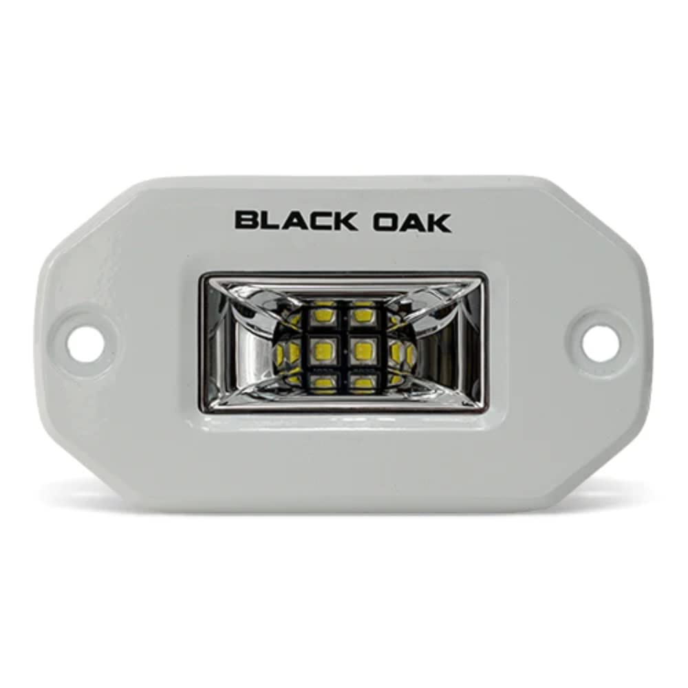 Black Oak LED Black Marine Flush Mount Spreader Light - IP69K Rating Marine Spreader Light Single Row (White, 2-Inch)