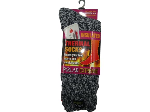 Polar Extreme Thermal Extra Heavy Acrylic Winter Marled Knit Top Socks Matching 2-Pack Random