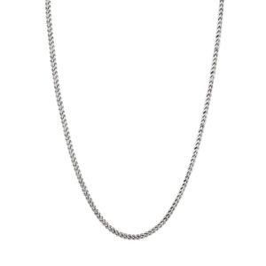 Savlano 925 Sterling Silver Rhodium Plated Solid 2MM Franco Square Box Chain Necklace for Women & Men-Made In Italy Comes with a Gift Box (24)