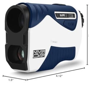 Never Over Range Finder Golfing with Vibe, Golf Range Finder with Magnet, 1200 Yard Accurate rangefinder Golf with Slope (Blue)