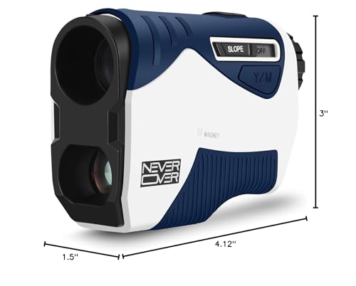 Never Over Range Finder Golfing with Vibe, Golf Range Finder with Magnet, 1200 Yard Accurate rangefinder Golf with Slope (Blue)