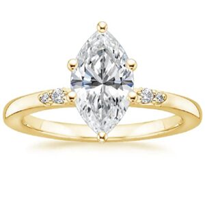 10K Solid Yellow Gold Handmade Engagement Ring 2 CT Marquise Cut Moissanite Diamond Solitaire Wedding/Bridal Ring Set for Women/Her Propose Ring (4)