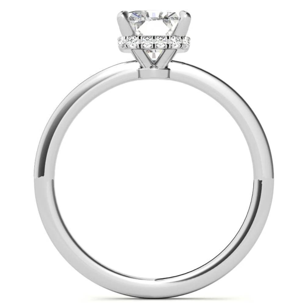 Solitaire Moissanite Engagement Ring Set, 2 CT Radiant Cut Moissanite Bridal Wedding Ring Set for Women, Anniversary / Propose Gifts Her, VVS1 Colorless, 10K 14K 18K Solid Gold, 925 Silver (925 Silver (White Gold Plated))