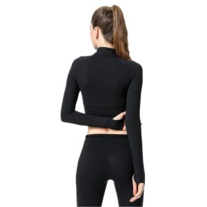 ROWAI Workout Jackets for Women, Stretchy Athletic Full Zip Running Track Jacket 502 Black S