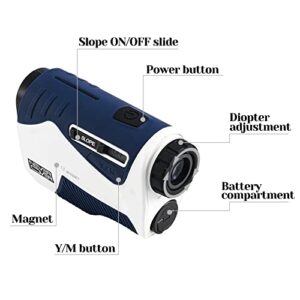 Never Over Range Finder Golfing with Vibe, Golf Range Finder with Magnet, 1200 Yard Accurate rangefinder Golf with Slope (Blue)