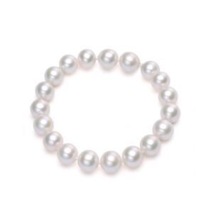 ERLOSYA Cute Beaded Freshwater Cultured 10mm Big Shell Pearl Bracelets for Women,Dainty Handmade Bead Ball Pearl Stretch Bracelet Simple Jewelry for Woman (Pearl bracelet)