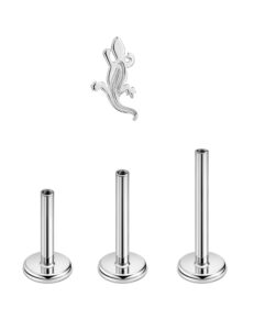 lizard nose studs for women gecko nostril piercing jewelry earrings stud surgical steel silver cartilage earring conch helix tragus piercing jewelry with 18g 6mm 8mm 10mm internally threaded posts