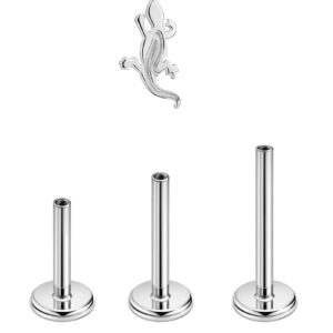 Lizard Nose Studs for Women Gecko Nostril Piercing Jewelry Earrings Stud Surgical Steel Silver Cartilage Earring Conch Helix Tragus Piercing Jewelry with 18g 6mm 8mm 10mm Internally Threaded Posts