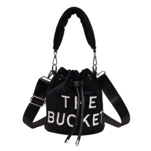 cosetten hobo bags for women, small bucket bag, soft plush hobo purses, crossbody/handbag(7.9 * 7.9 * 8.3in) (black)