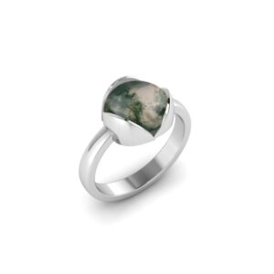 DHRUVANSH CREATIONS Natural Moss Agate Gemstone Genuine 925 Sterling Silver Ring for Women Size 5 to 12 (7.5)