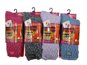 polar extreme thermal extra heavy acrylic winter marled knit top socks matching 2-pack random