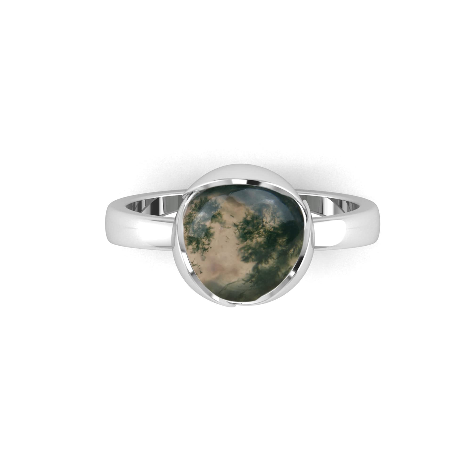 DHRUVANSH CREATIONS Natural Moss Agate Gemstone Genuine 925 Sterling Silver Ring for Women Size 5 to 12 (7.5)