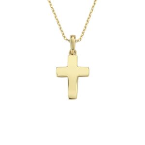 MIONZA 14K Solid Gold Cross Necklace for Women, Women’s Yellow Gold Cross Pendant Necklace | Christian Necklace, Crucifix Necklace, Gift for Her 18''