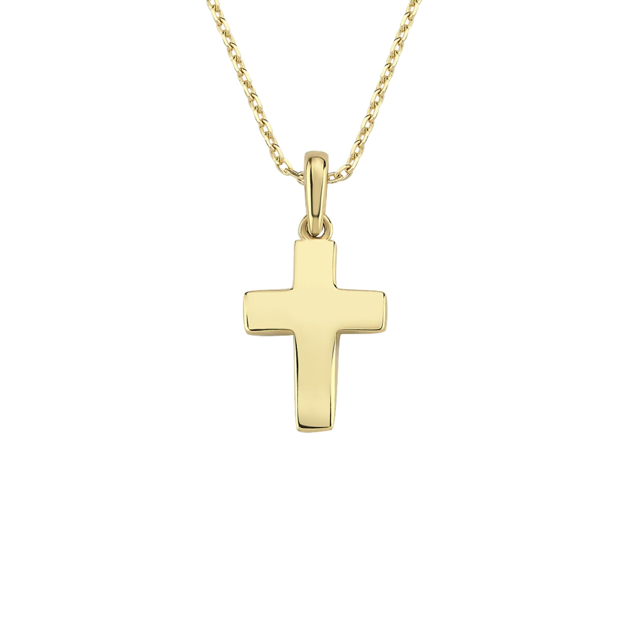 MIONZA 14K Solid Gold Cross Necklace for Women, Women’s Yellow Gold Cross Pendant Necklace | Christian Necklace, Crucifix Necklace, Gift for Her 18''