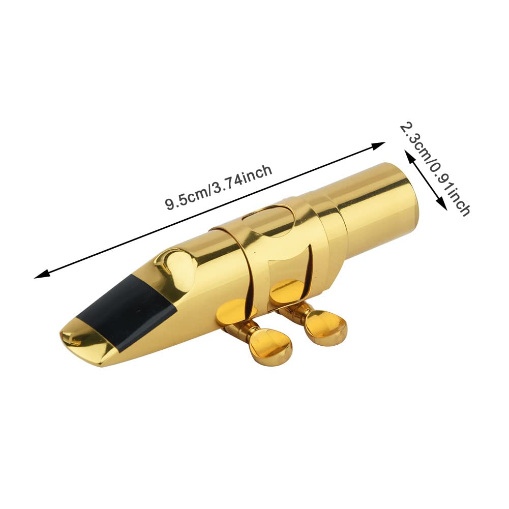 Alto Sax Saxophone Mouthpiece w/Cap & Ligatures, Brass Metal Eb Alto Sax Mouthpieces for Saxophone Professionals and Beginners (Gold - 5C)