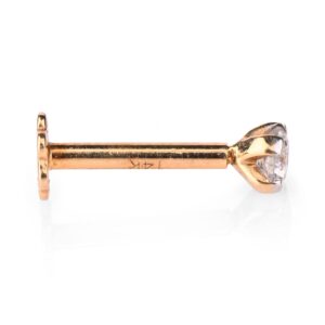 Demira Jewels 14K Yellow Gold Diamond Nose Pin - 0.02 to 1/6ct natural diamond, 16G Gauge, HI Color, I1-I2 Clarity, Kimberley Process Certified.