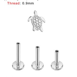 FANSING Turtle Nose Studs for Women Tortoise Nostril Earrings Stud Surgical Steel Silver Cartilage Conch Helix Tragus Piercing Jewelry with 16g 6mm 8mm 10mm Internally Threaded Posts