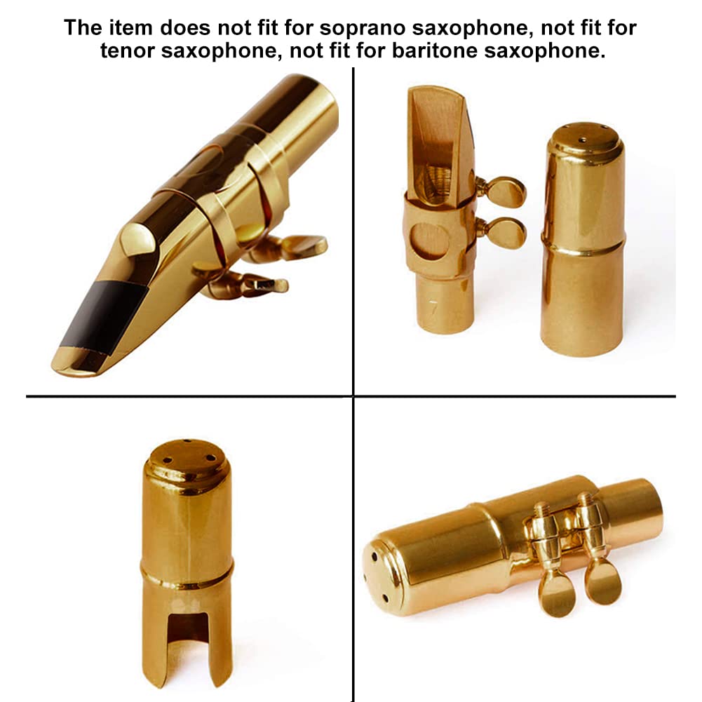 Alto Sax Saxophone Mouthpiece w/Cap & Ligatures, Brass Metal Eb Alto Sax Mouthpieces for Saxophone Professionals and Beginners (Gold - 5C)