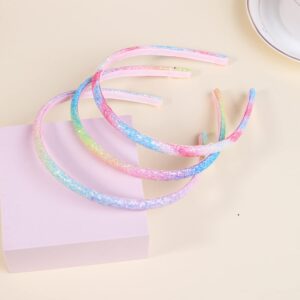 WANYU 10 Colors Thin Headbands for Girls Toddler Headband 10mm Thickness Glitter Kids Hairbands No Slip Girl Hair Accessories